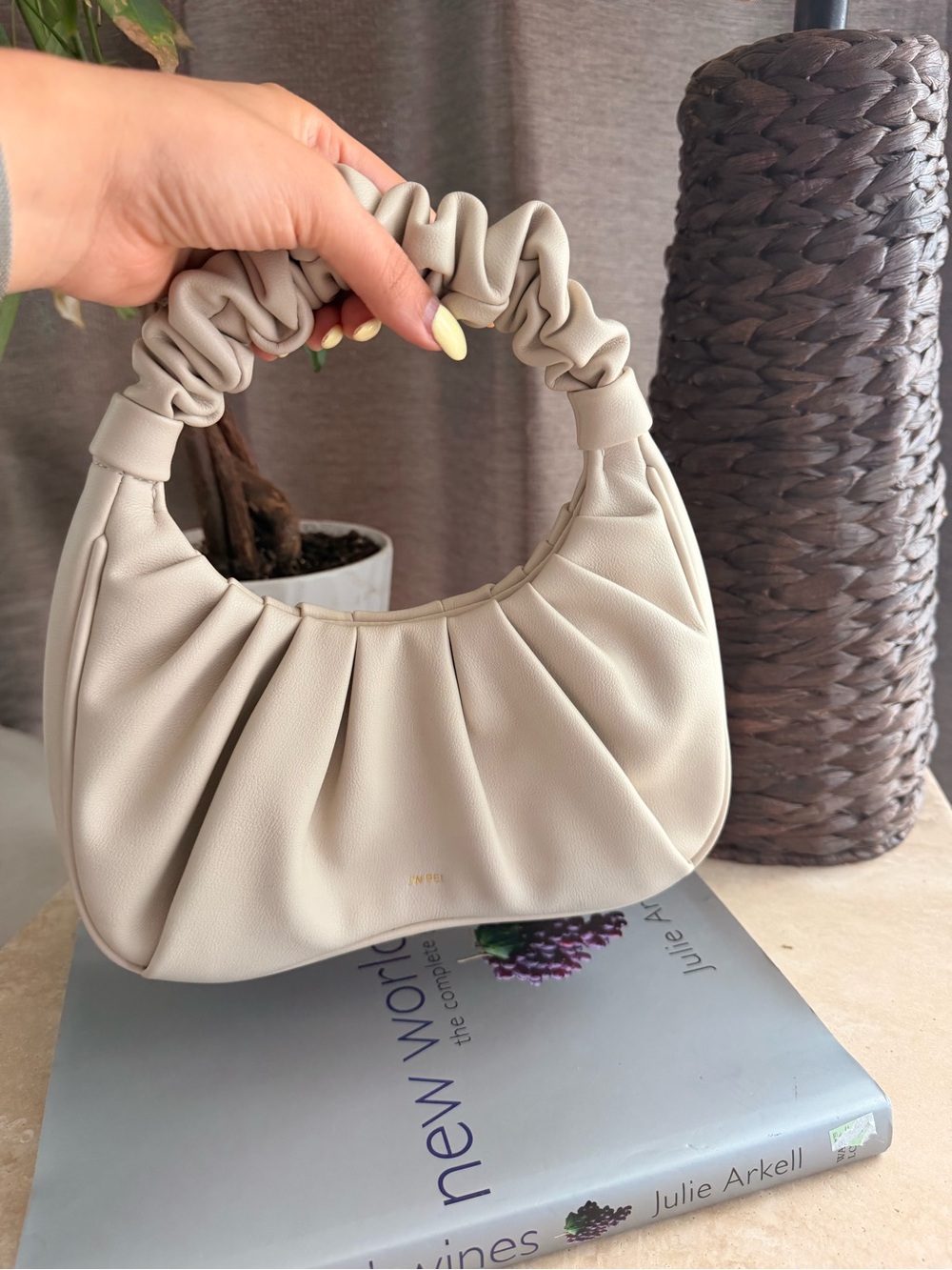 JW PEI Neutral Beige Scrunchie Handle Shoulder Hobo